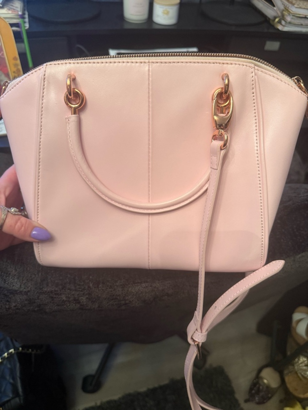 Ted Baker Pale Pink Bow Satchel with Gold Hardware - Picture 2 of 6